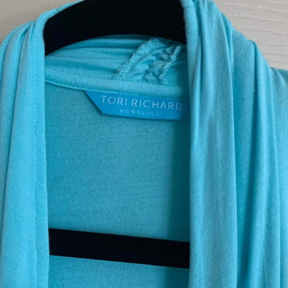 Tori Richard Aqua Blue Open Front Cardigan sz M